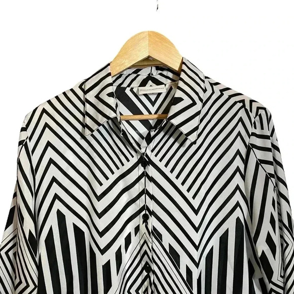 VGT Alfred Dunner 80s Women's Blouse Button Down Psychadelic Geometric Print 16 - Picture 2 of 15